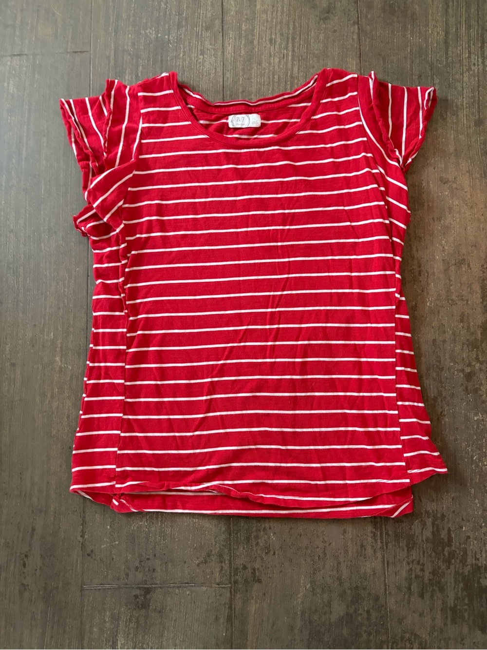 Maurices Red & White Striped Short Sleeve Tee
